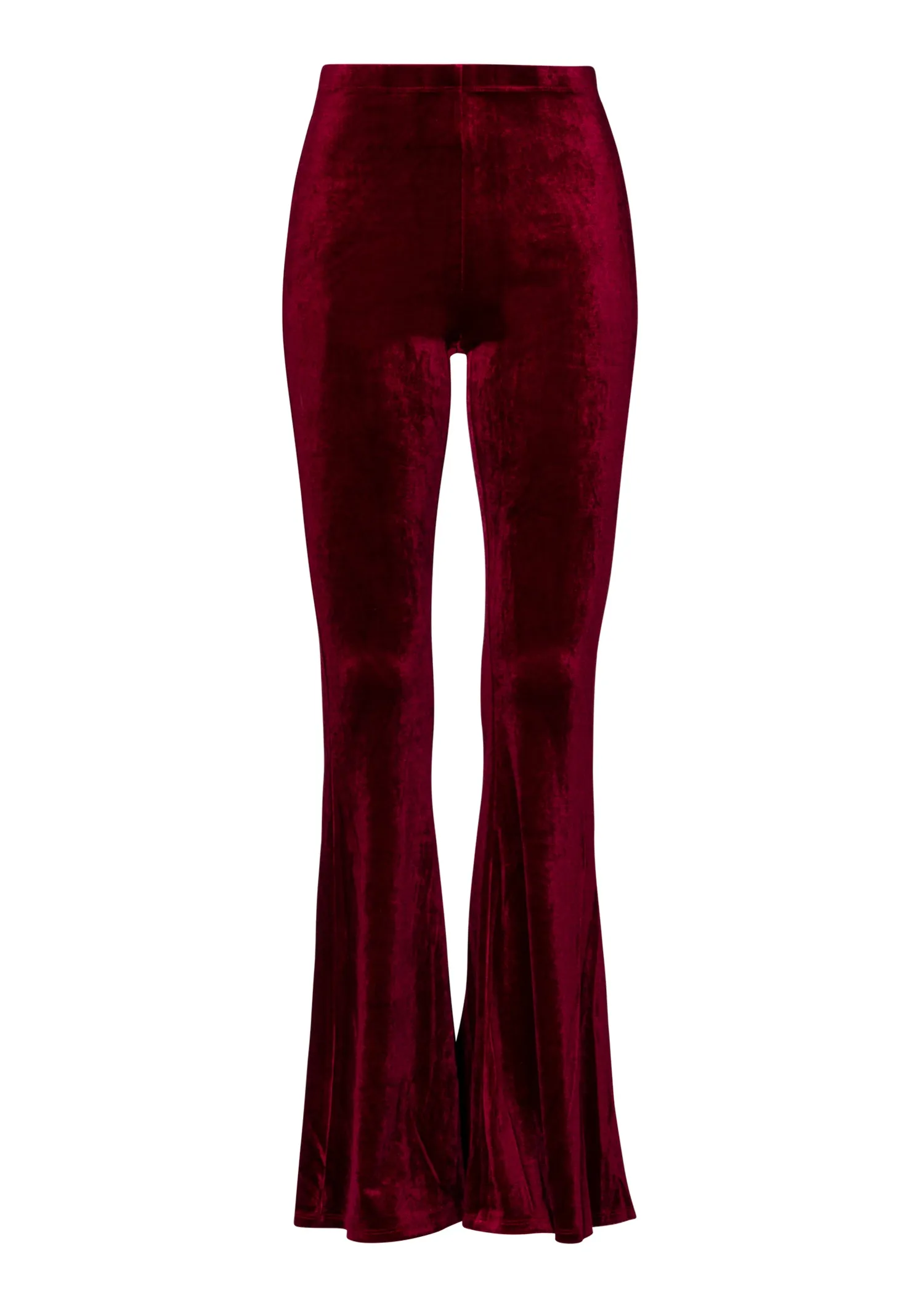 Burgundy Red Velvet Bell Bottom Flare Pants