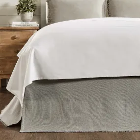 Burlap Dove Grey Fringed Queen Bed Skirt 60x80x16