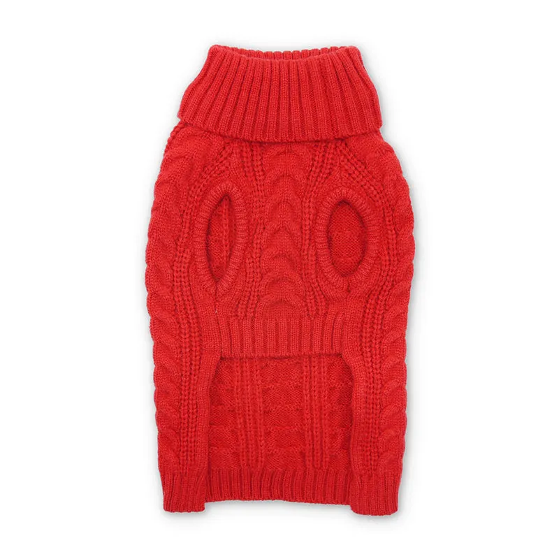 Cable Turtleneck Dog Sweater Red XL