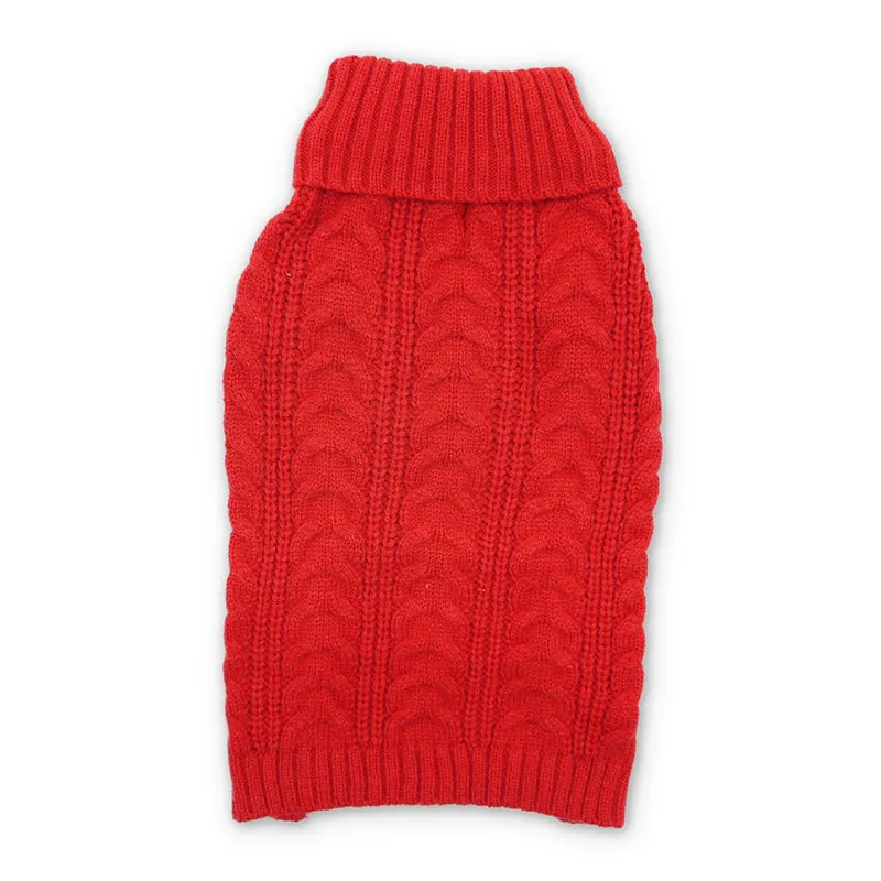 Cable Turtleneck Dog Sweater Red XL