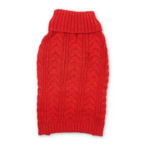 Cable Turtleneck Dog Sweater Red XL