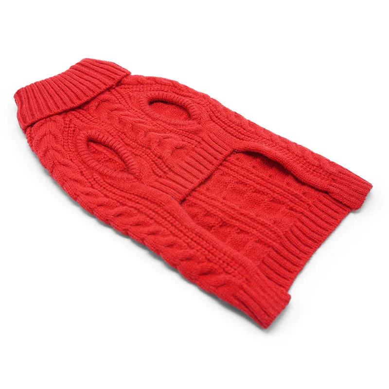 Cable Turtleneck Dog Sweater Red XL