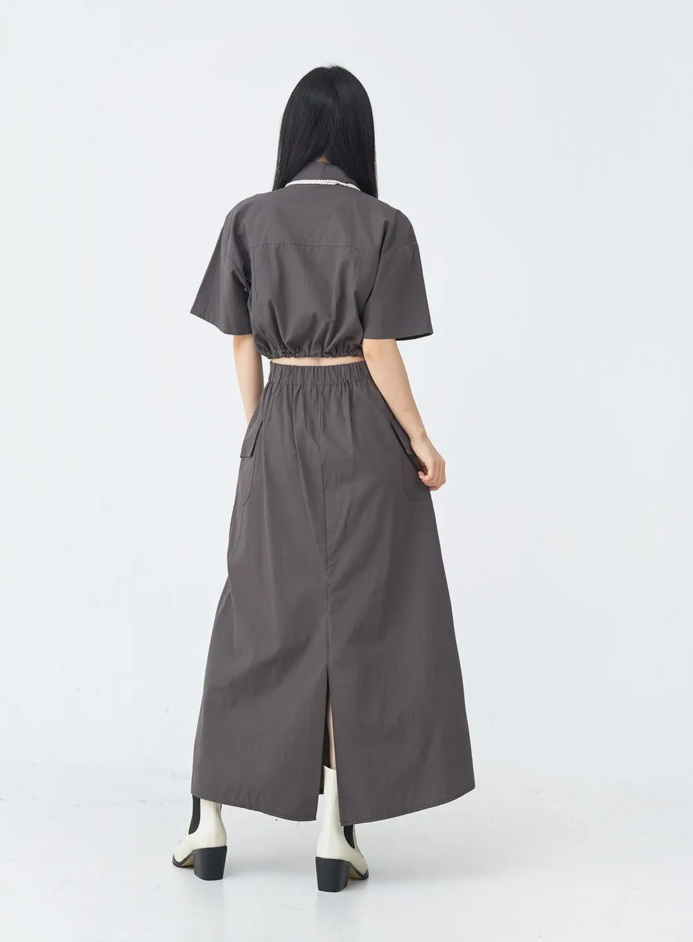 Cargo Wide Fit Long Skirt with Pocket UU1407