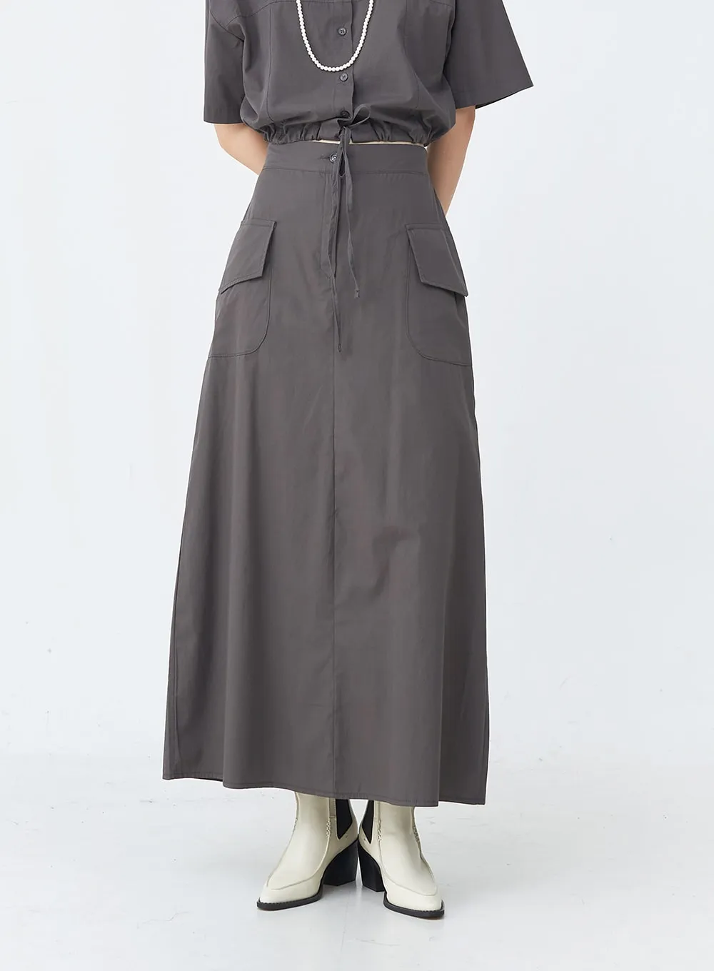 Cargo Wide Fit Long Skirt with Pocket UU1407