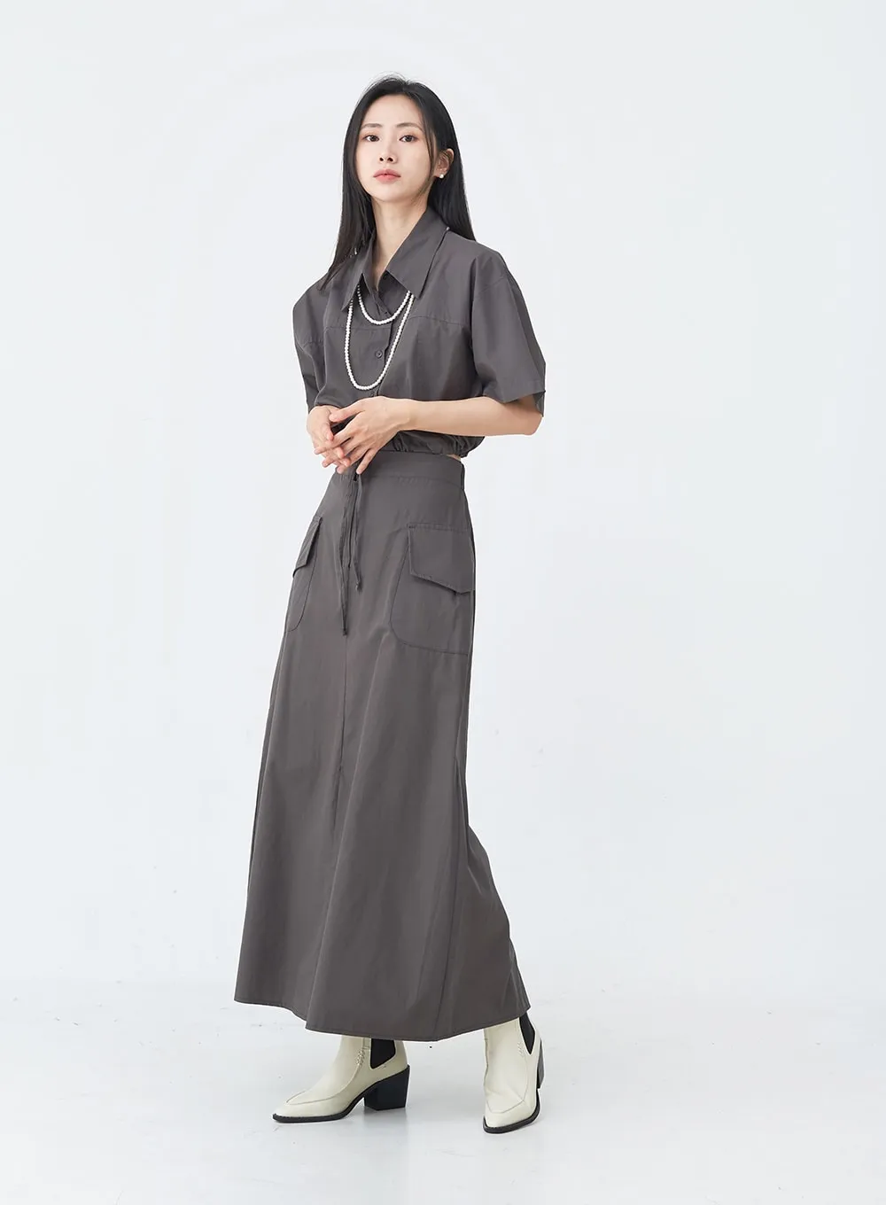 Cargo Wide Fit Long Skirt with Pocket UU1407