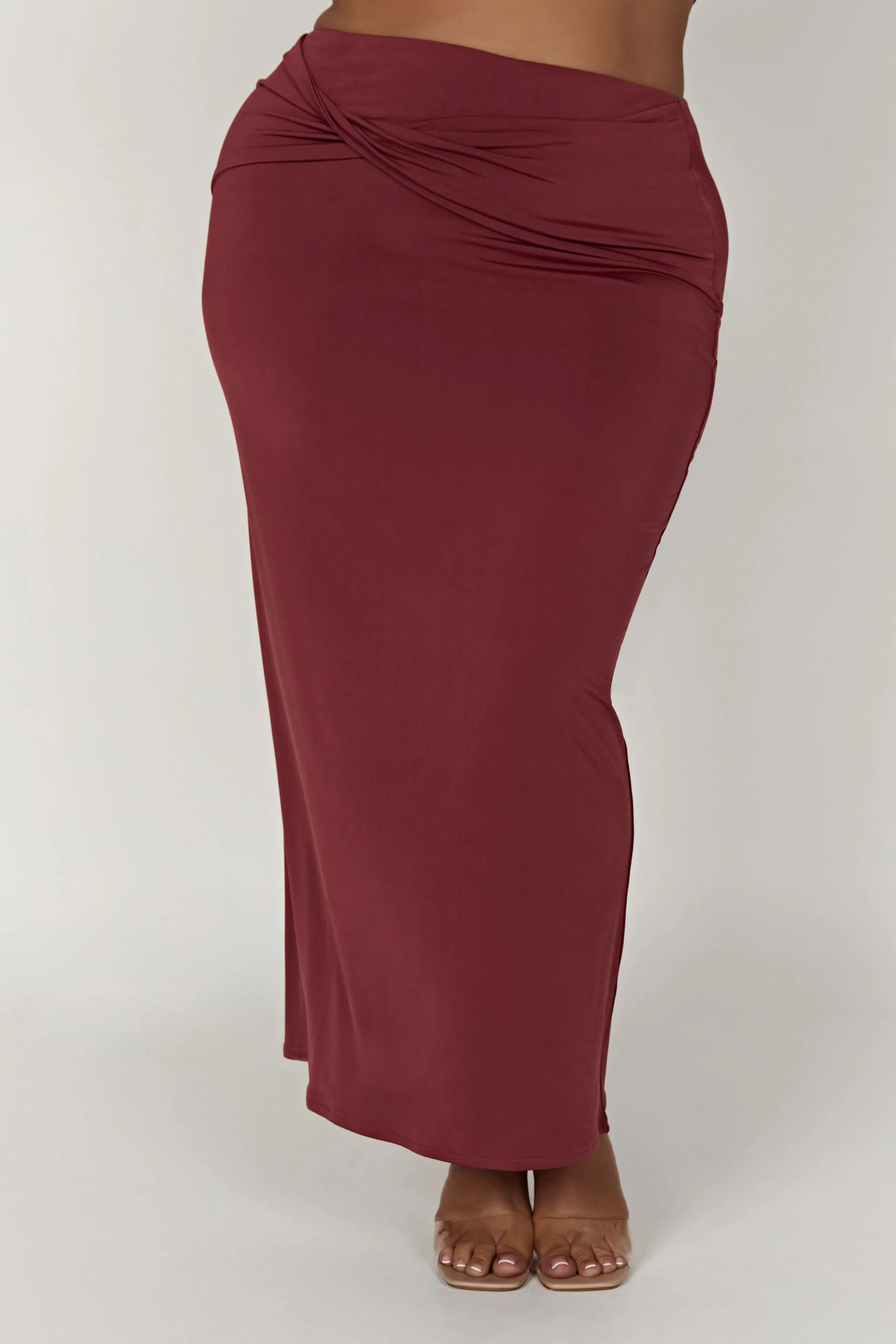 Ceri Maxi Twist Skirt - Wine