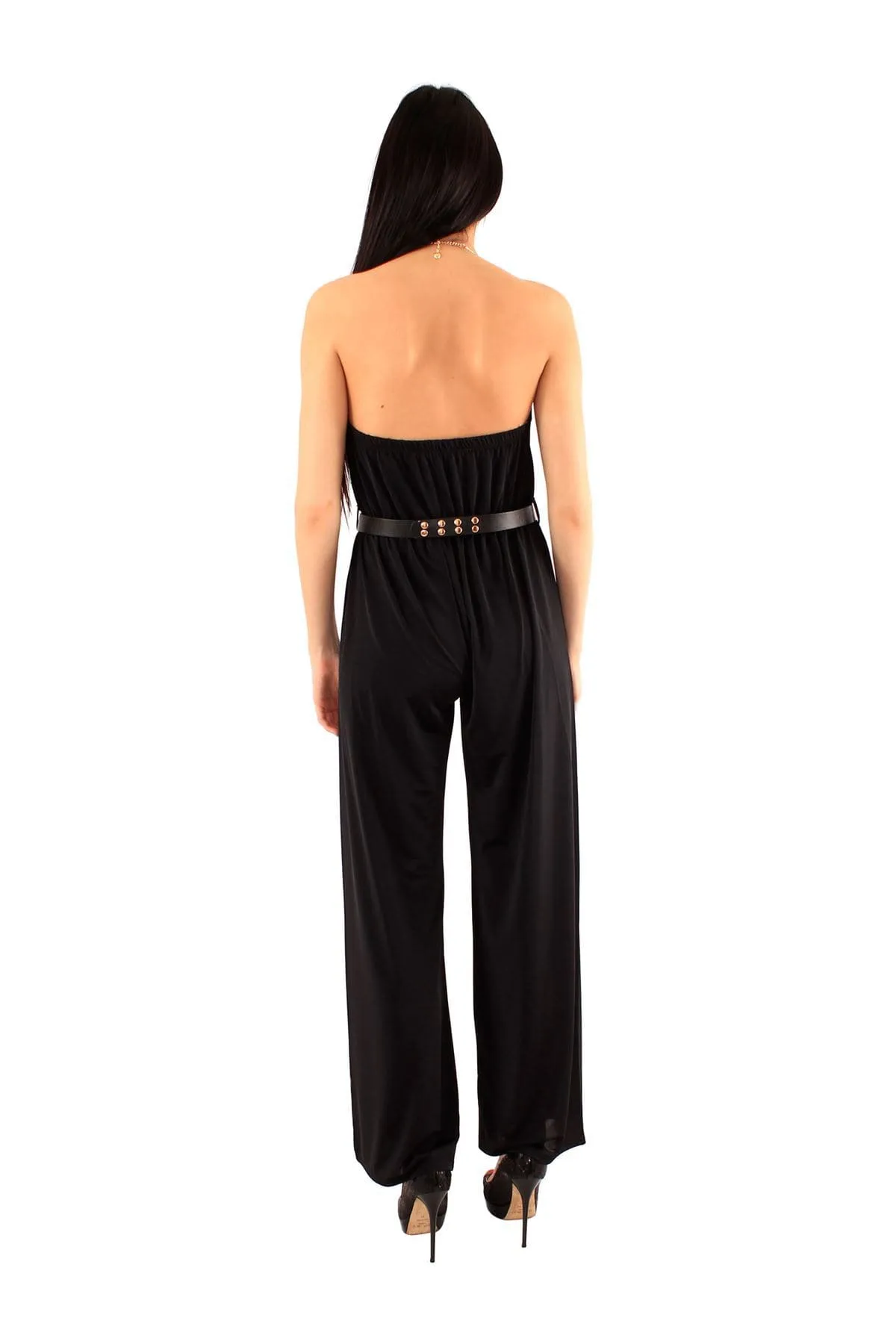 Choker Neck Jumpsuit with Belt