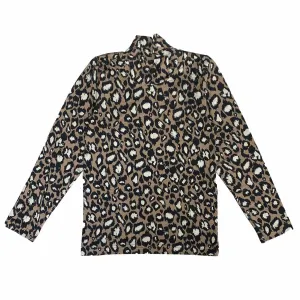 CHRISTINA ROHDE BROWN LEOPARD TURTLENECK TOP