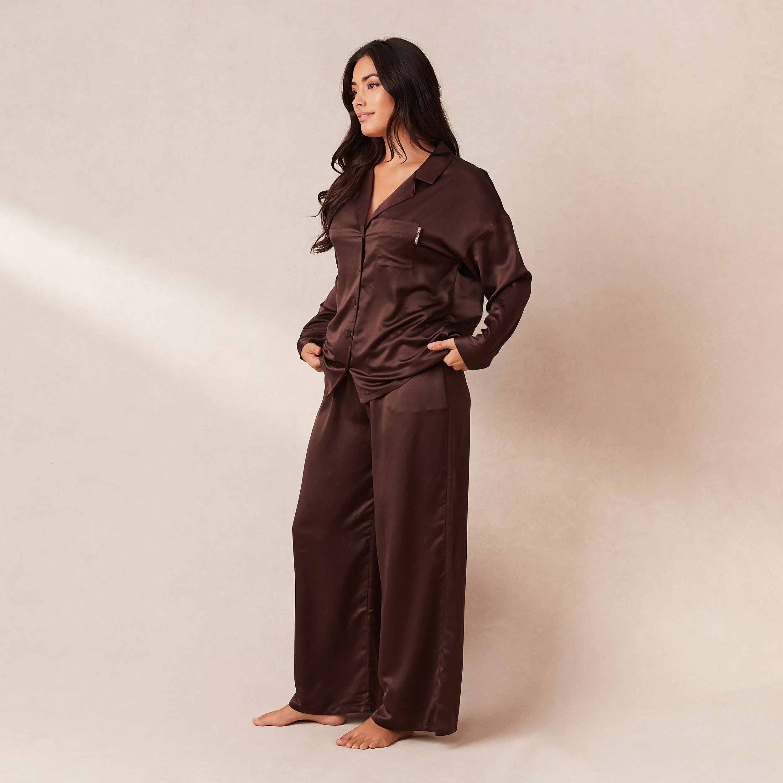 Classic Satin Pyjama Trousers - Chocolate