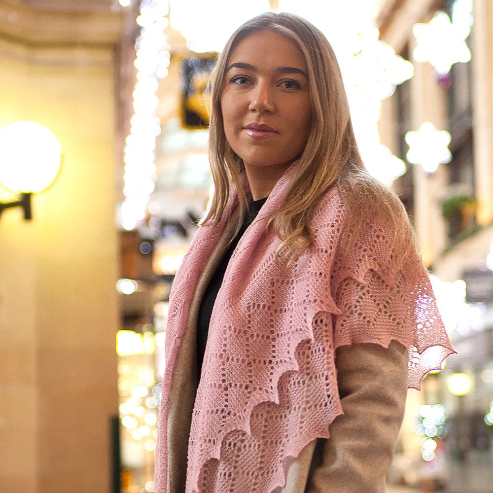 Classic Shetland Style Merino Wool Shawl - Mushroom