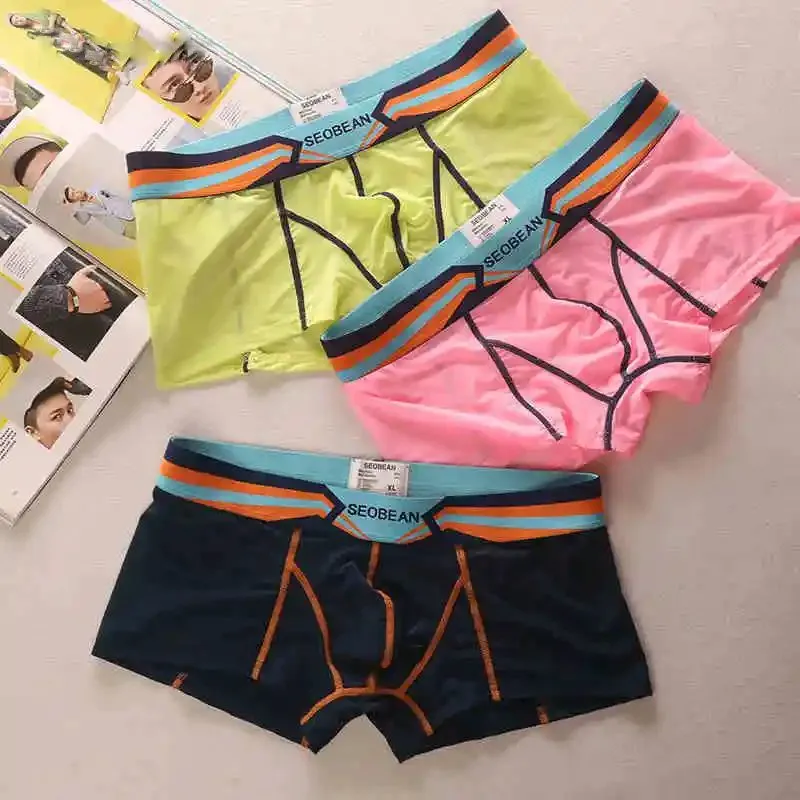 Color Patchwork Sheer Nylon Boxer