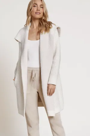 CozyChic Angular Stripe Cardigan - Cream Stone