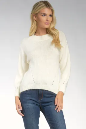 Cream Wide Crewneck Sweater