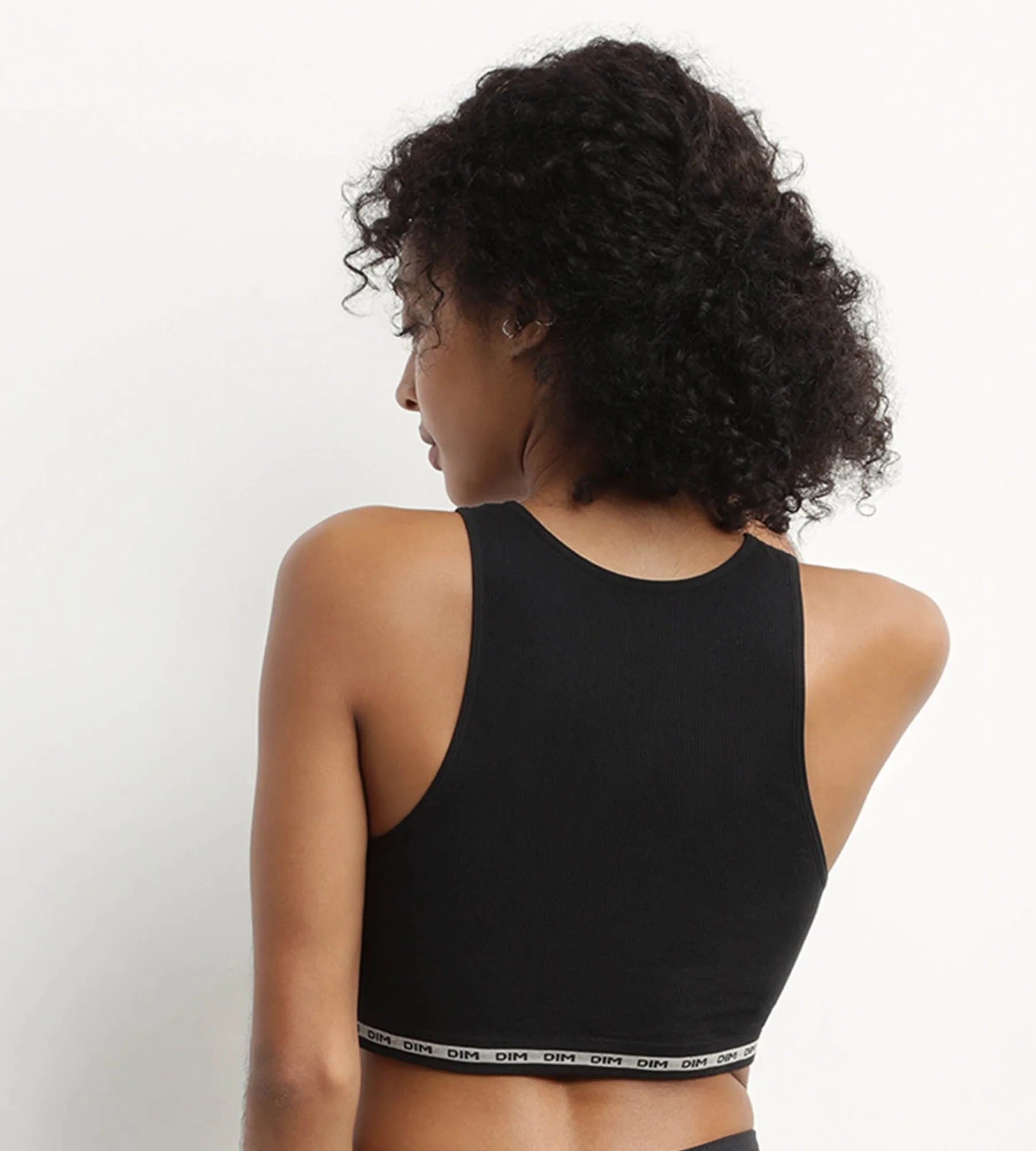 Crop top en modal polyamide côtelée sans couture Noir Dim Icons Seamless