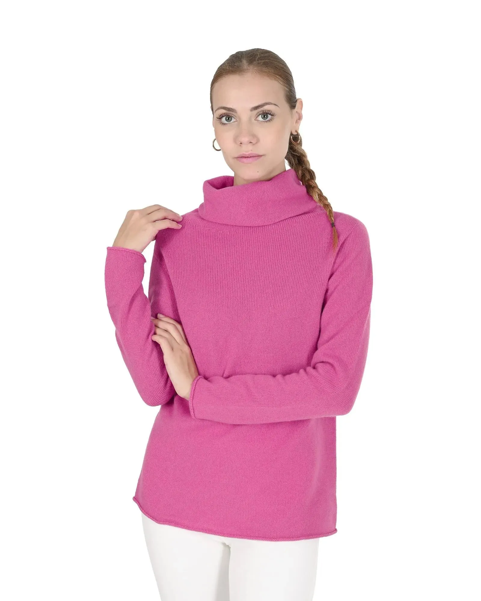 Crown of Edinburgh Premium Cashmere Women Turtleneck Sweater - XL