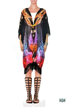 CRYSTALLIUS Dark Crystalline Devarshy Printed Short Kimono Jacket - 1096A