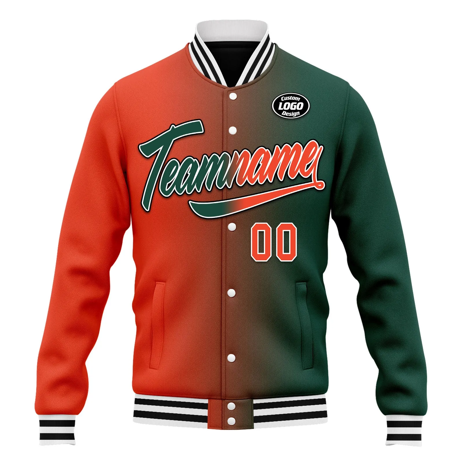 Custom Gradient Fashion Jacket Bomber Full-Snap Varsity Letterman Personalized Jacket FZ005-D028015-5