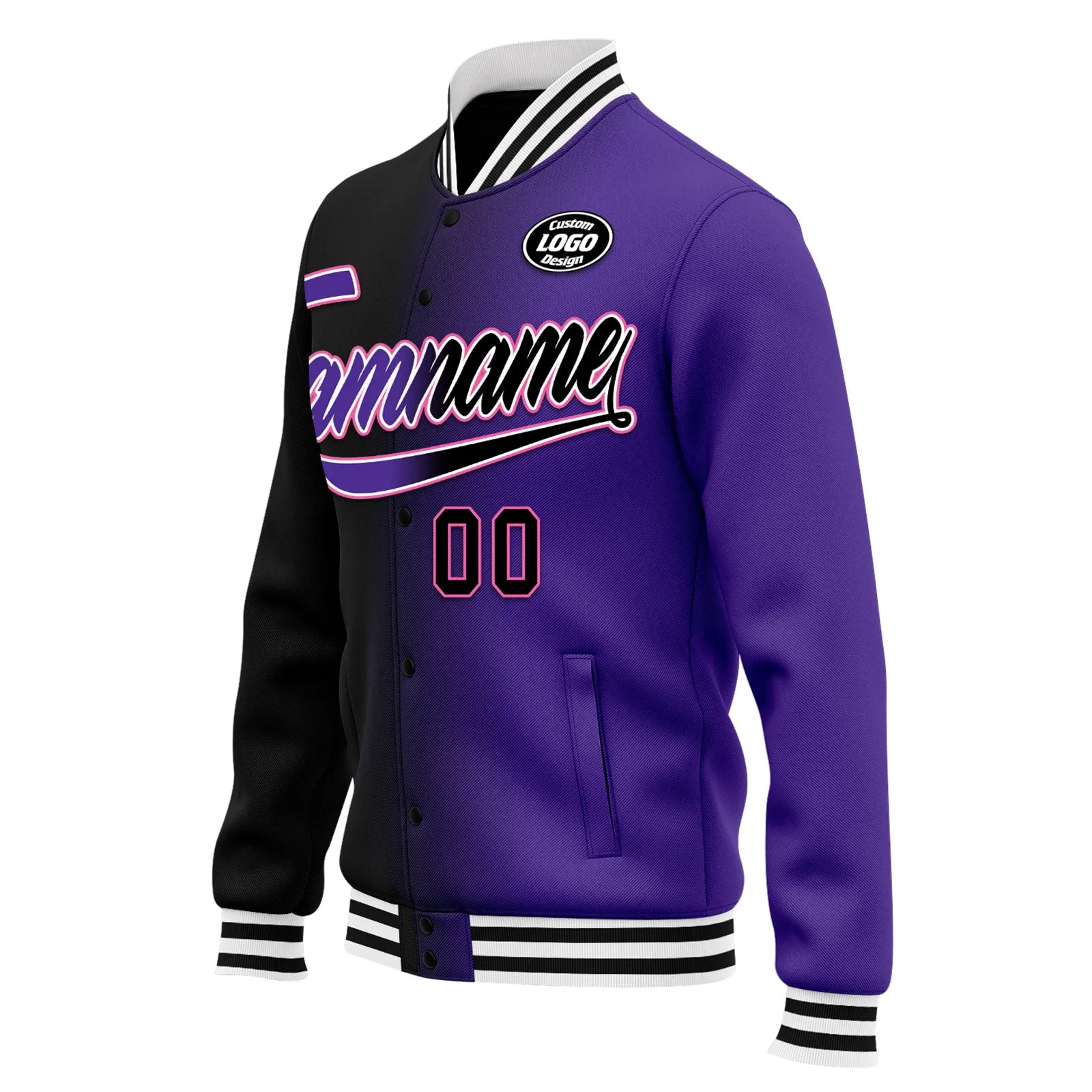 Custom Gradient Fashion Jacket Bomber Full-Snap Varsity Letterman Personalized Jacket FZ005-D028016-12