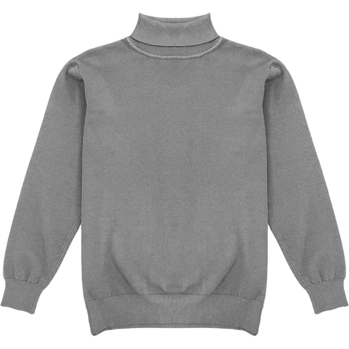 Dark Heather Grey Mens Long Sleeve Knit Turtleneck Sweater