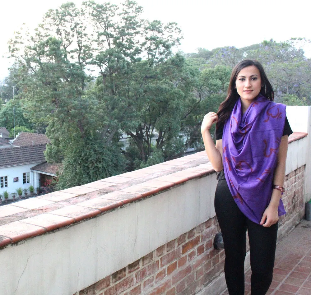 Dark Purple Cotton Om Shawl