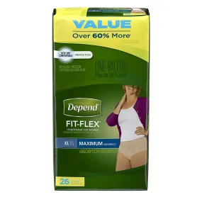 Depend Fit-Flex Absorbent Underwear for Women X-Large Case of 52, Beige