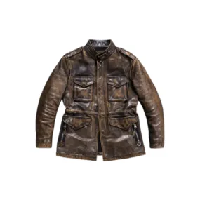 Distressed M65 Field Leather Jacket