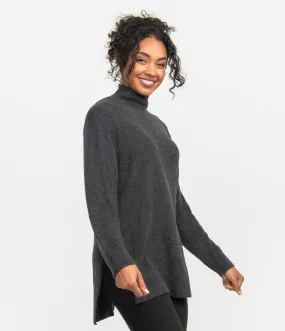 Dreamluxe Notched Turtleneck Sweater - Raven