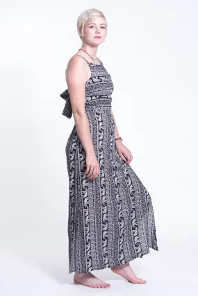 Elephant Paisley Tie Back Maxi Dress in Black