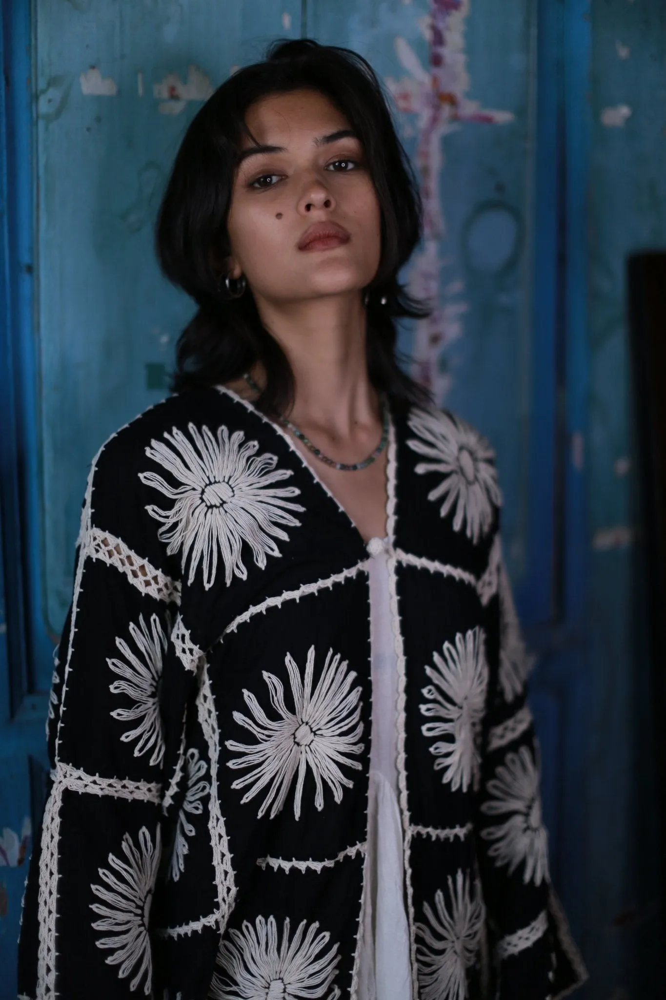 Embroidered Kimono Duster Jacket Maigret