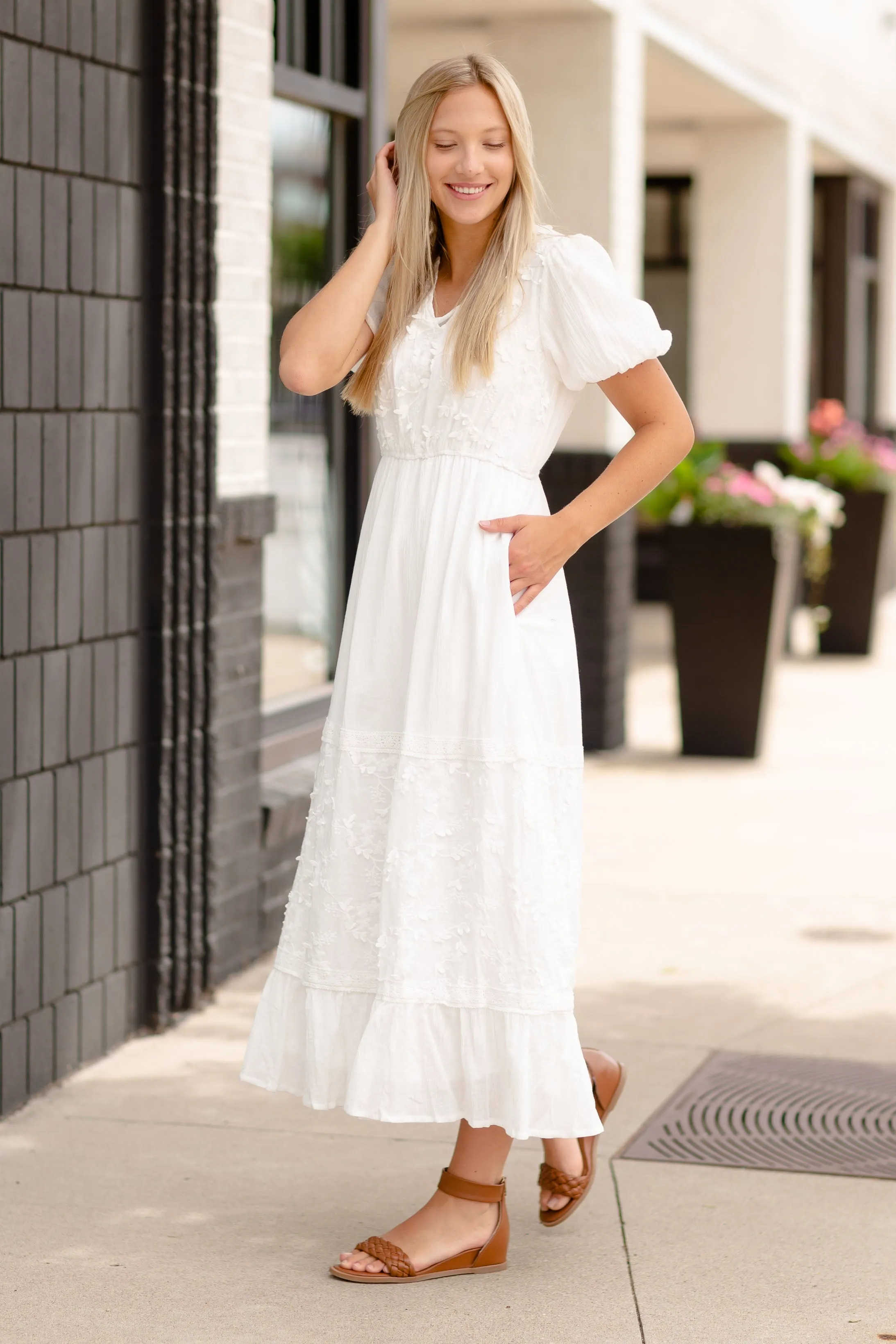 Embroidered V-Neck Maxi Dress - FINAL SALE