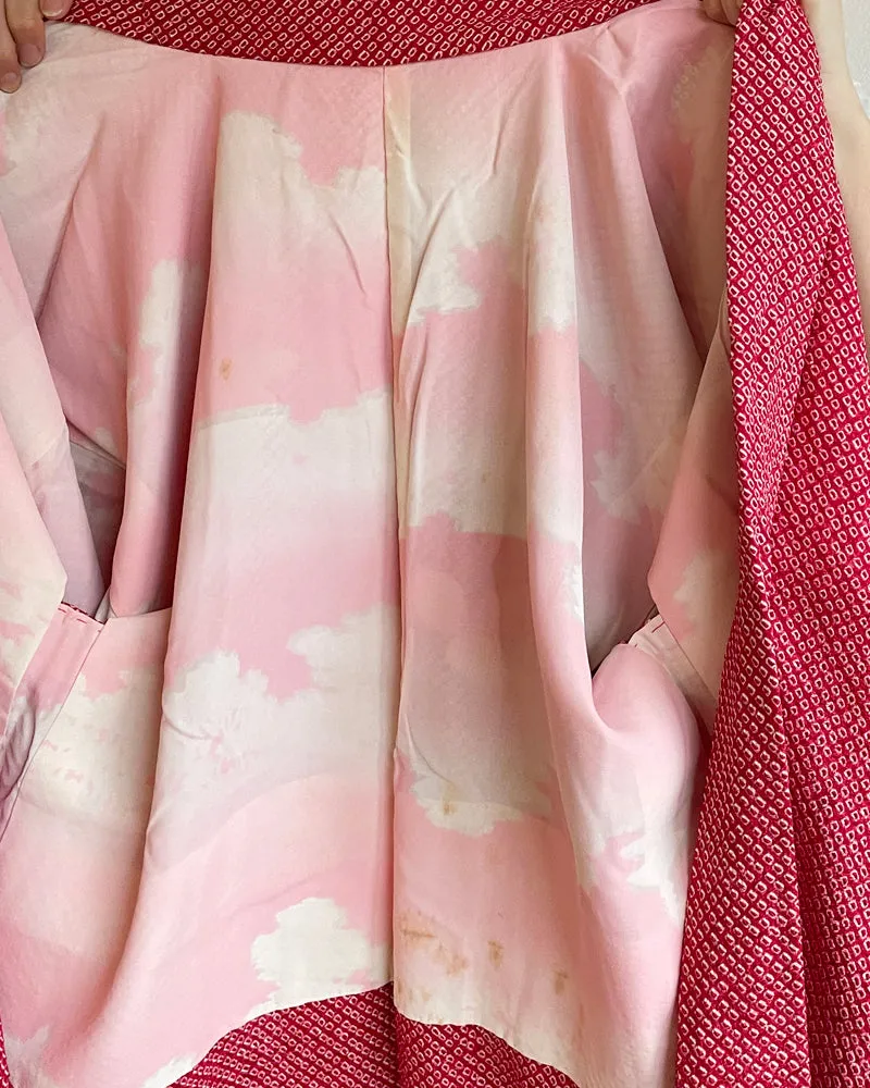 Embroidery of Butterfly, Shibori Haori Kimono Jacket