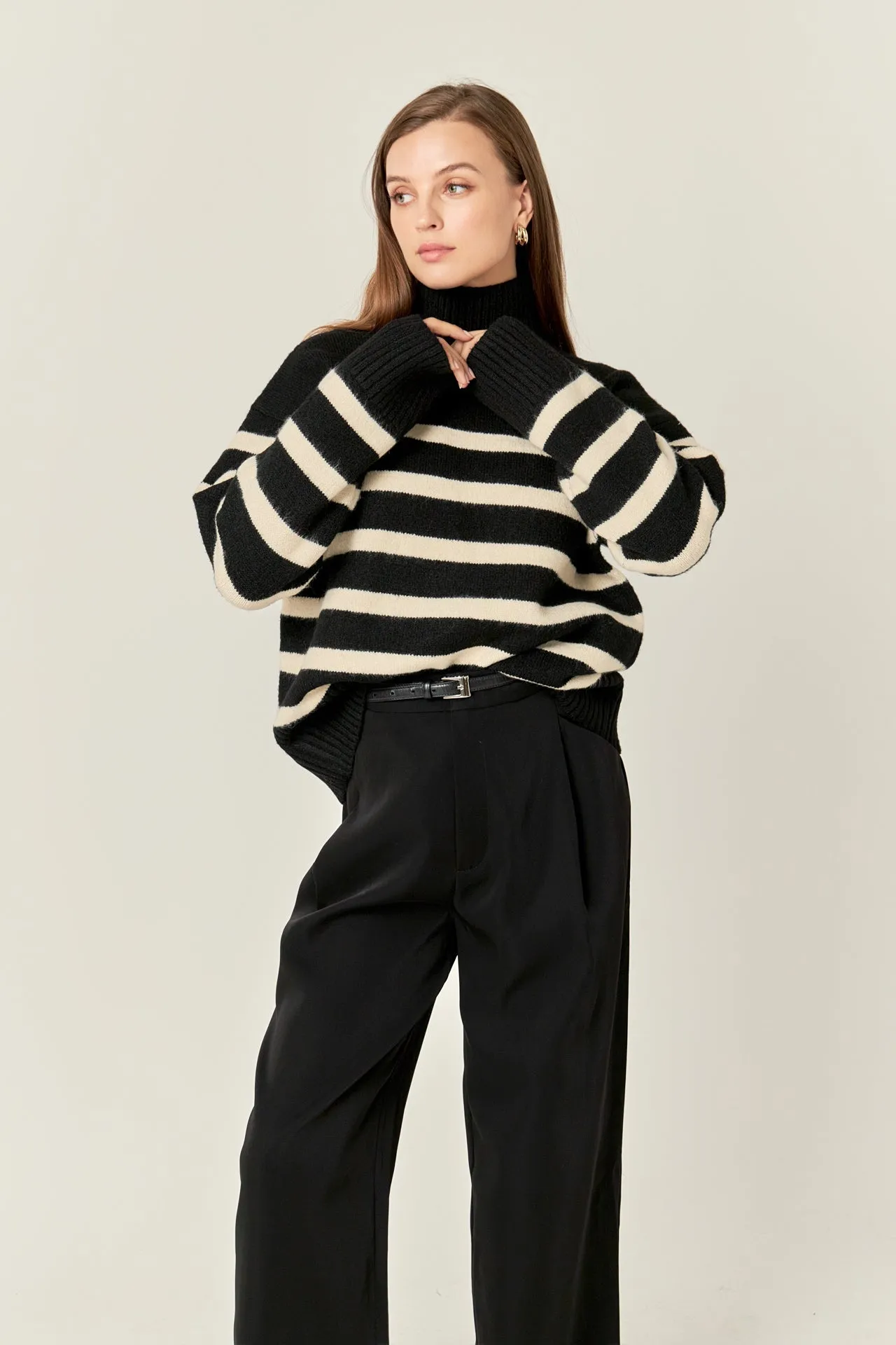 English Factory - Stripe Turtle Neck Knit