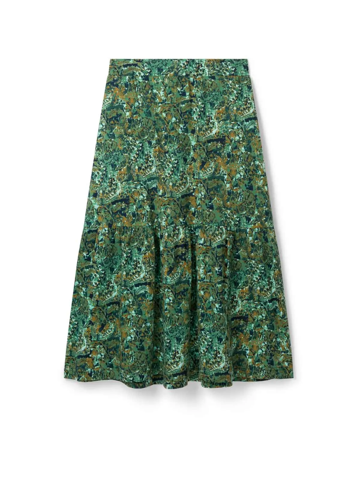 Erin Organic Cotton Jersey Tiered Midi Skirt - Forest Green