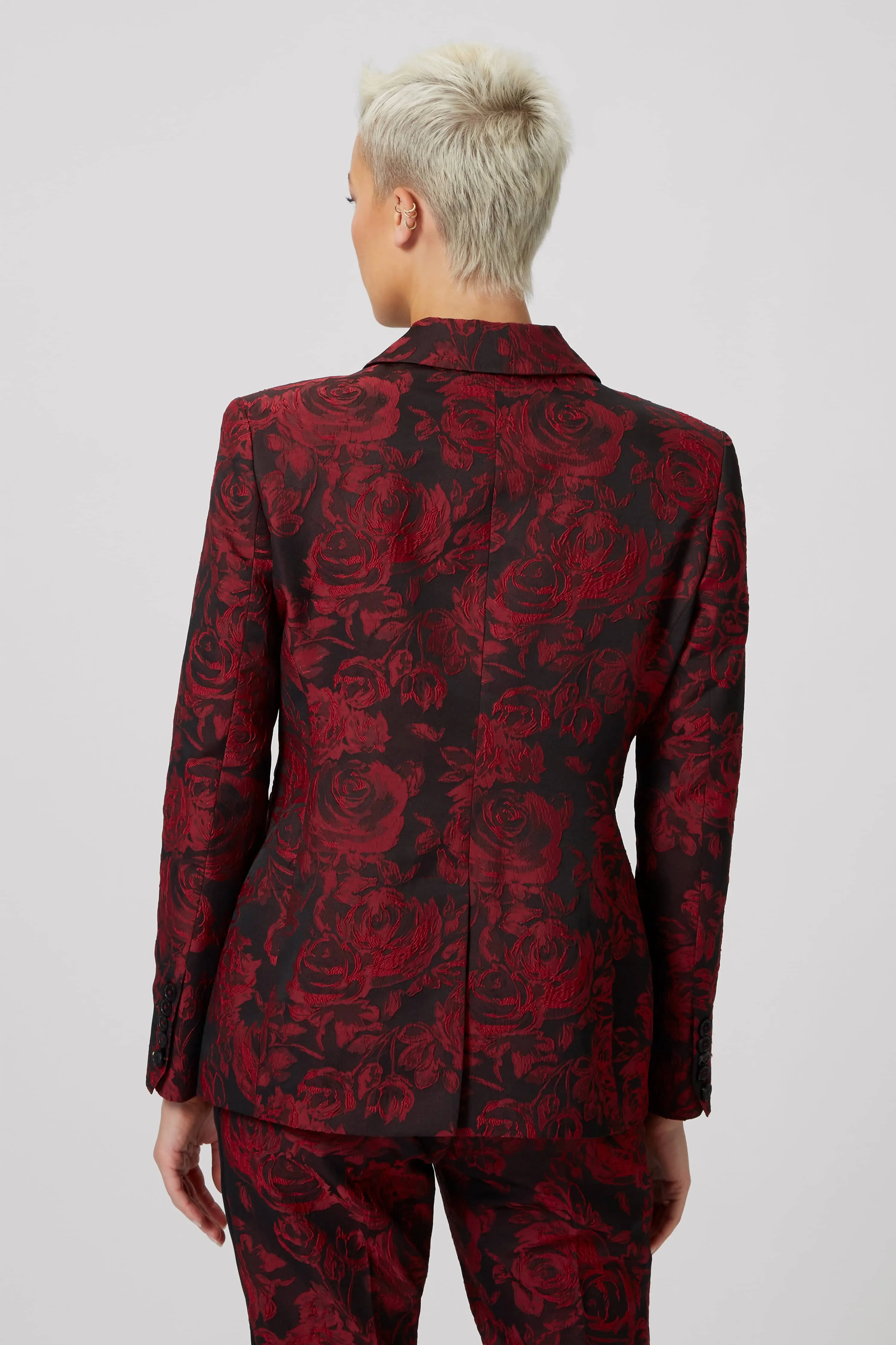 Ersilia Skinny Fit Red Floral Suit