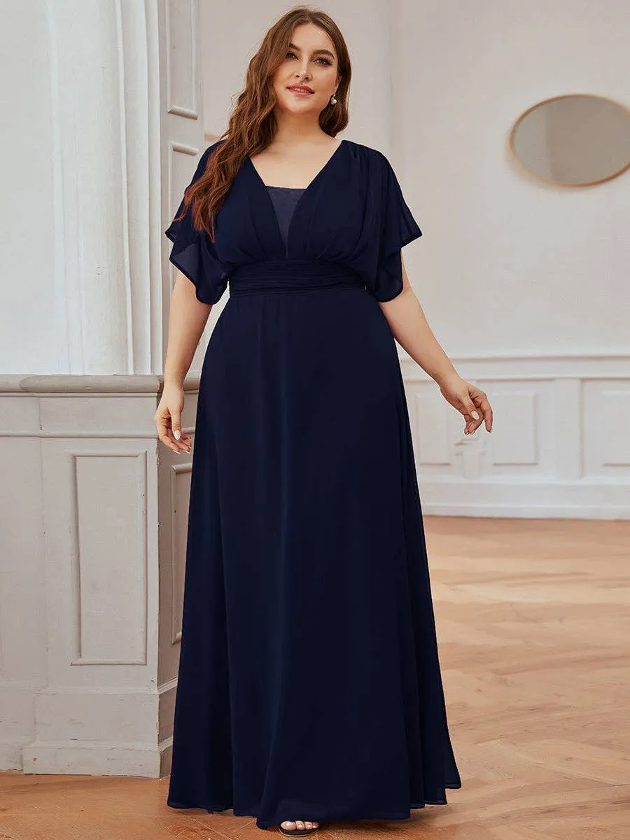 Ever-Pretty - Plus Size A-Line Empire Waist Maxi Evening Party Dress: Dark Green / 24