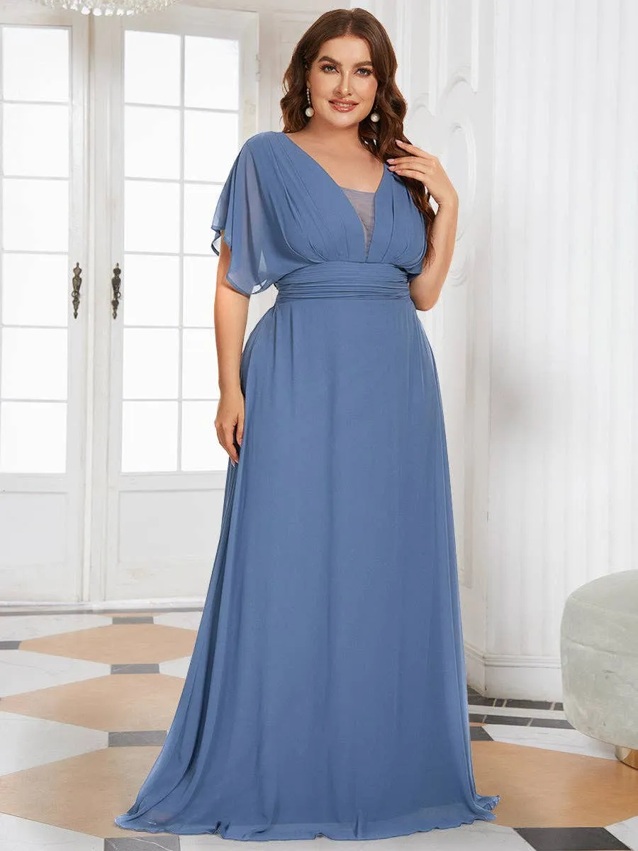 Ever-Pretty - Plus Size A-Line Empire Waist Maxi Evening Party Dress: Dark Green / 24