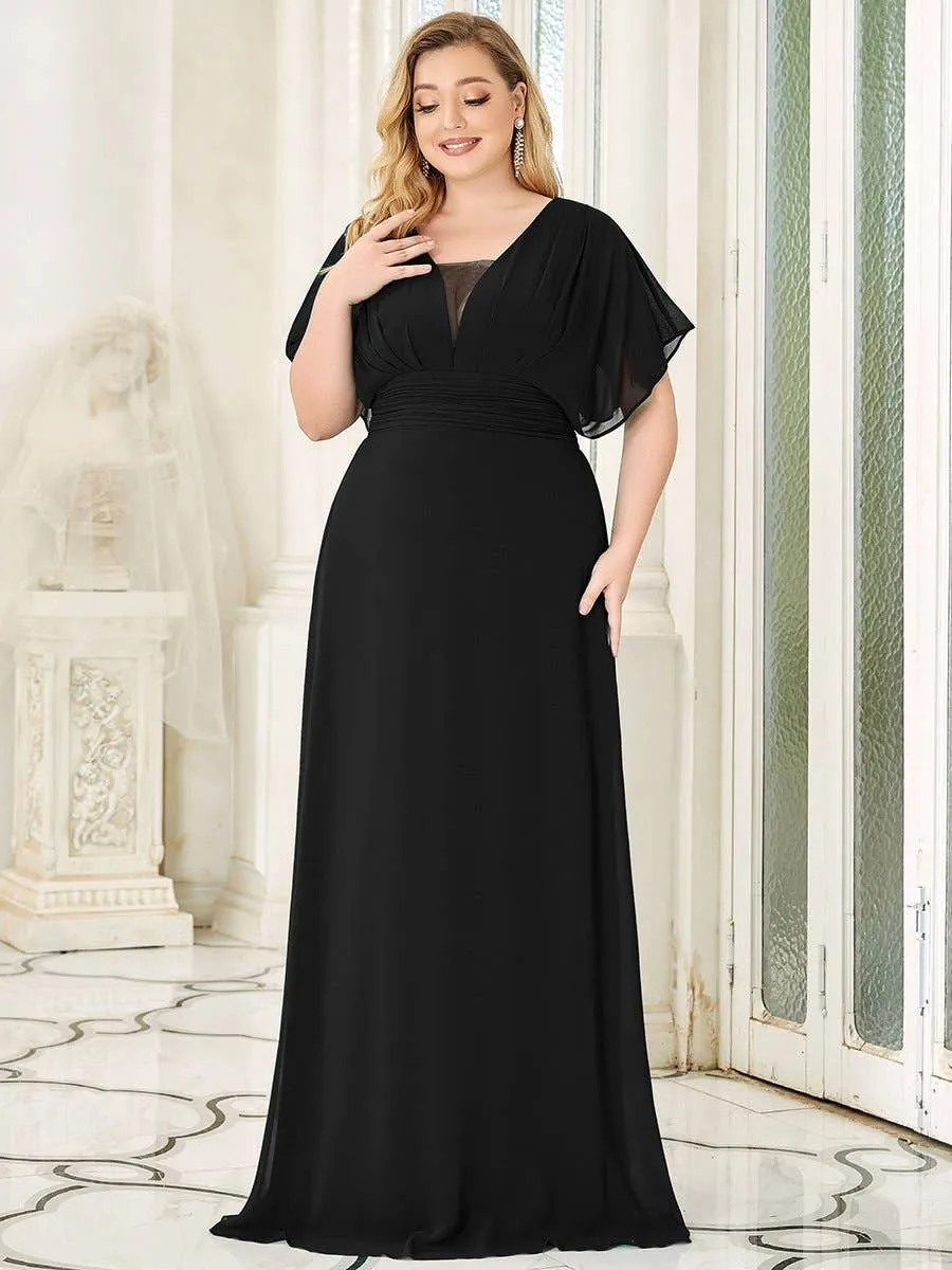 Ever-Pretty - Plus Size A-Line Empire Waist Maxi Evening Party Dress: Dark Green / 24