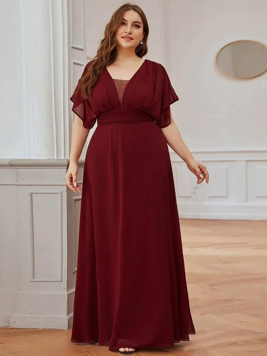 Ever-Pretty - Plus Size A-Line Empire Waist Maxi Evening Party Dress: Dark Green / 24