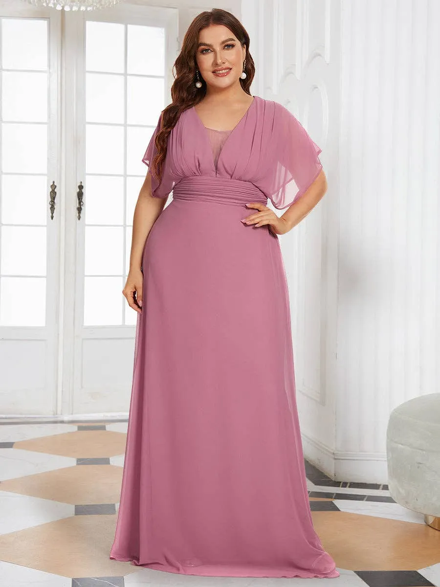 Ever-Pretty - Plus Size A-Line Empire Waist Maxi Evening Party Dress: Dark Green / 24