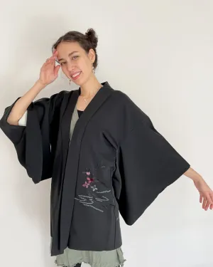 Flower Embroidery Haori Kimono Jacket