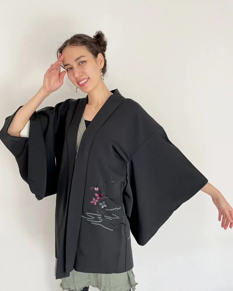 Flower Embroidery Haori Kimono Jacket