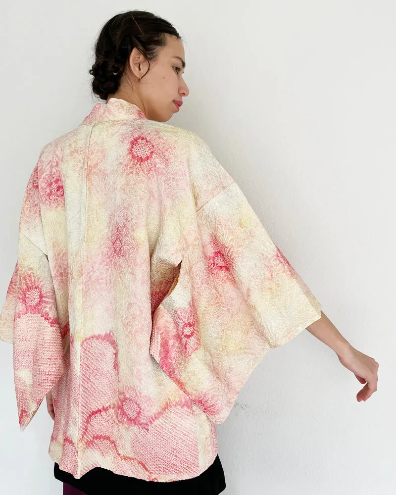 Flower Gradation Shibori Haori Kimono Jacket