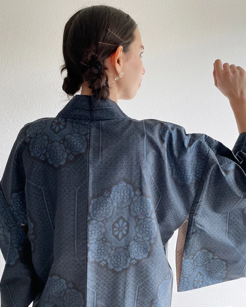 Flower Mandara Oshima Tsumugi Haori Kimono Jacket