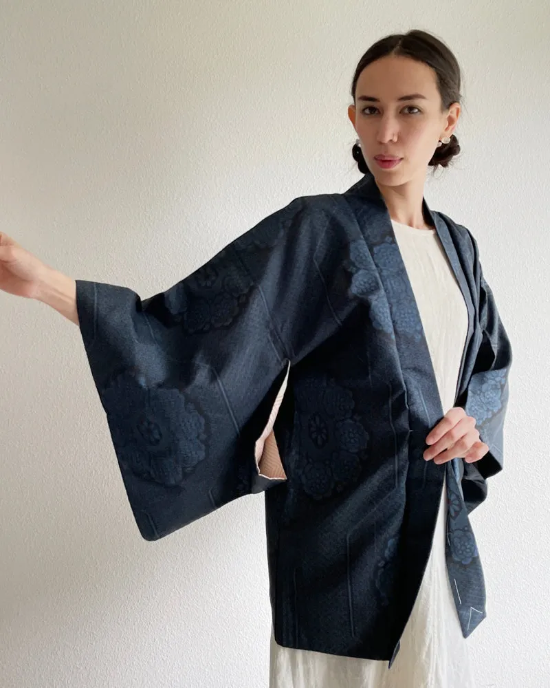 Flower Mandara Oshima Tsumugi Haori Kimono Jacket