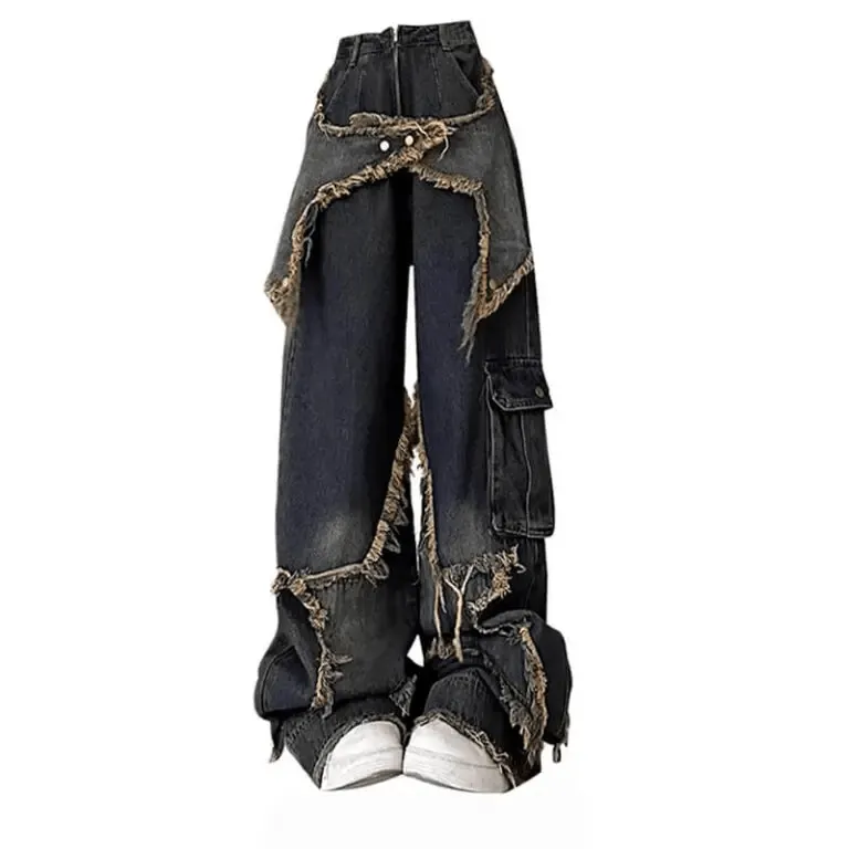 Fringe Stars Rust Flared Side Pocket Grunge Jeans