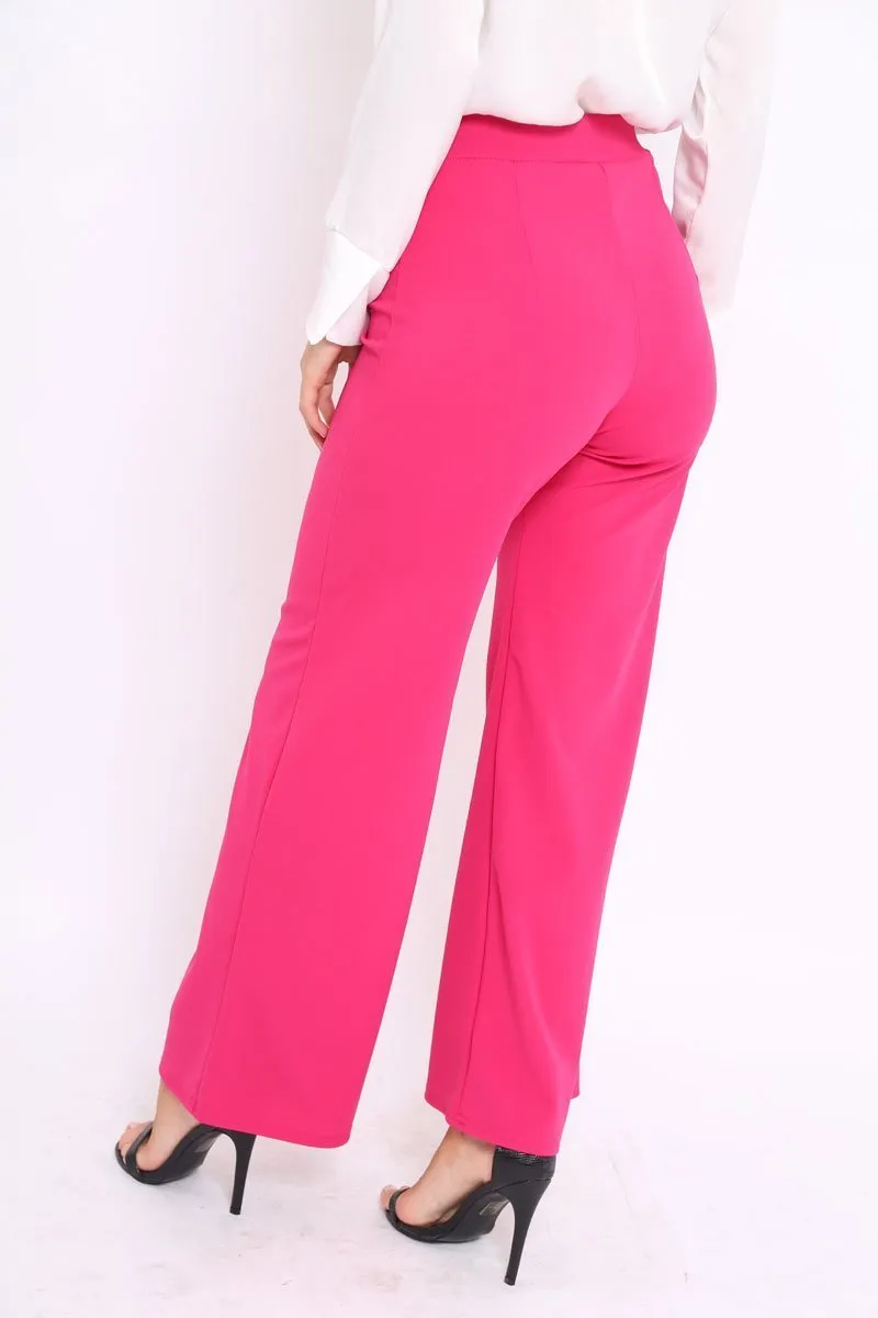 Fuchsia High Waisted Flare Trousers - Kym