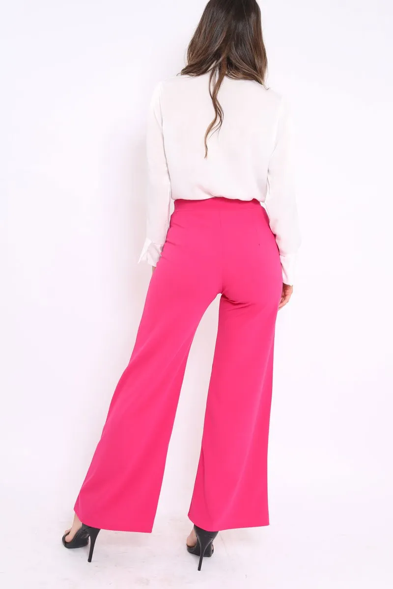 Fuchsia High Waisted Flare Trousers - Kym