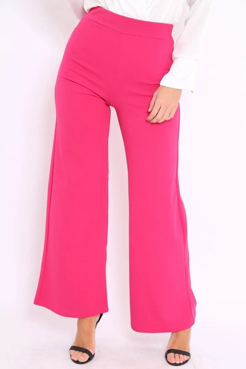 Fuchsia High Waisted Flare Trousers - Kym