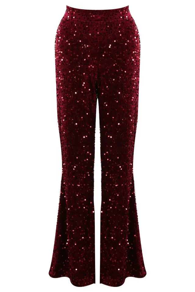 Giselle Velvet Sequin Flare Trousers