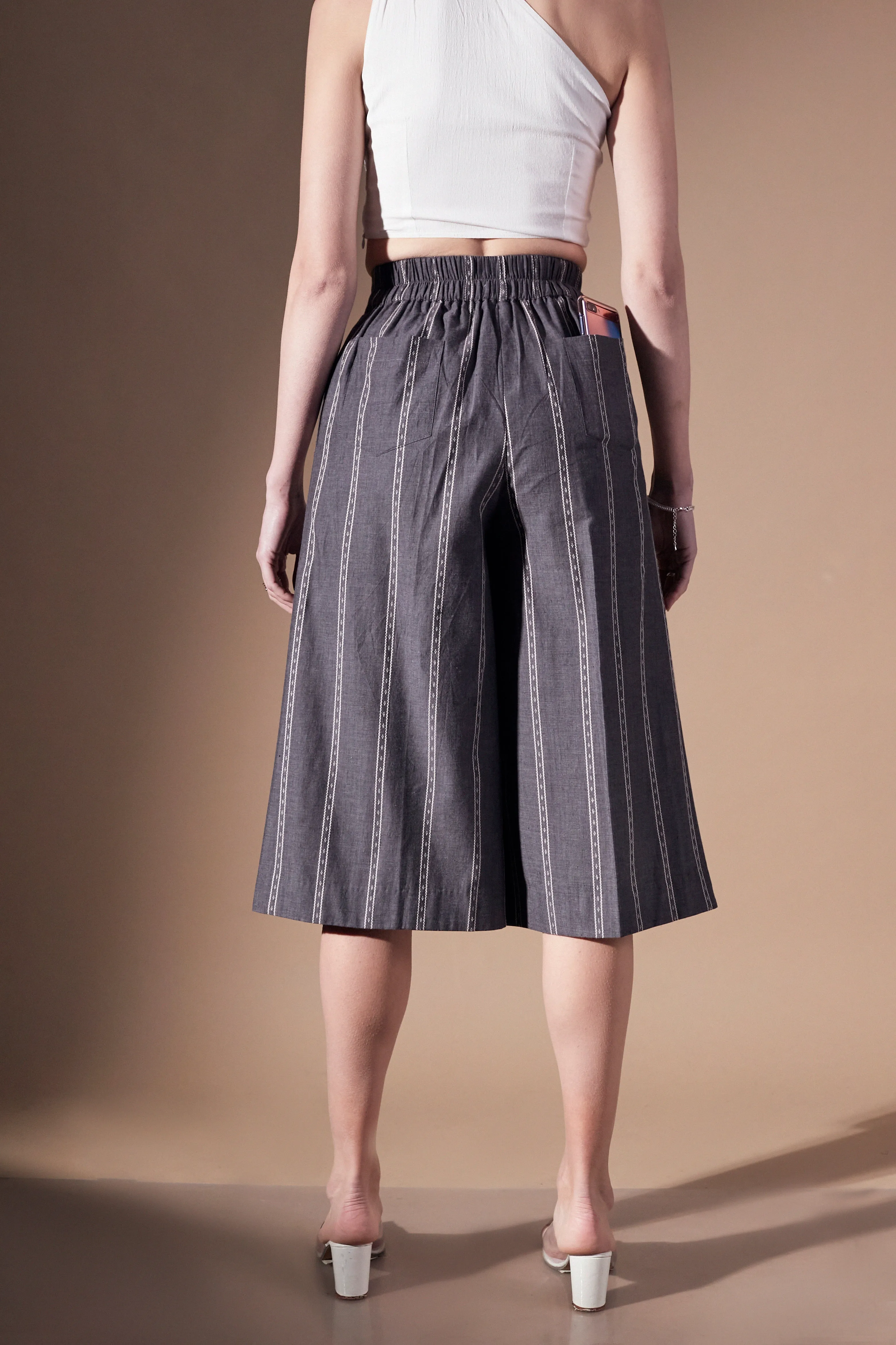 Grey Comfortable Women's Formal Wear Culottes